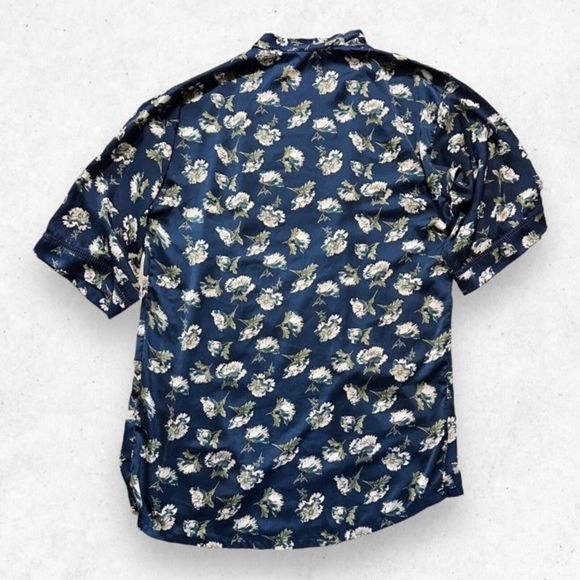 Lucky Brand Blue Floral Midi Kimono Open Robe Women's Size Large Short Sleeves - Picture 2 of 7